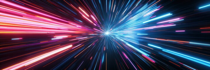 Poster - Dynamic abstract graphic layouts featuring vibrant light trails and energy burst design