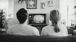 © Lion - Family enjoying a black-and-white classic movie on an old TV, sitting on a retro couch with vintage decor in the background