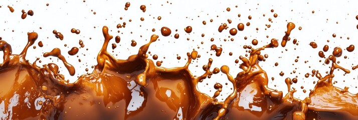 Poster - dynamic splashes of brown liquid create artistic patterns in a vibrant display