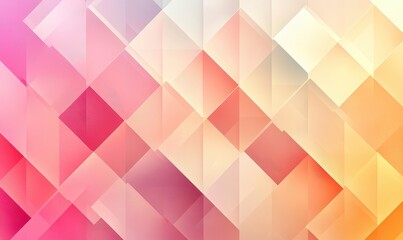 Poster - Abstract colorful geometric pattern with soft gradients and translucent squares in pink, peach, and yellow tones for backgrounds and design projects