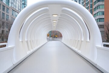 Aufkleber - A sleek minimalist footbridge with geometric lines and a clean modern design