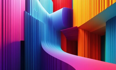 Poster - Abstract Colorful Waves and Vertical Lines in a Modern Art Composition Featuring Vivid Hues and Fluid Formations for Artistic Backgrounds