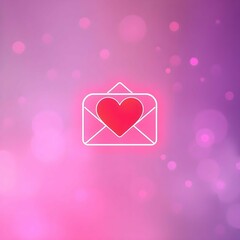 Aufkleber - A digital love letter with a glowing heart in an envelope, set against a soft pink background with binary code elements
