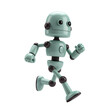 © Mahfuz - A cartoonish, light teal-gray robot is depicted in a dynamic running pose