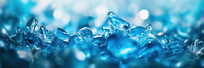Aufkleber - Bright blue water splashes create an artistic view in a serene environment with light reflections. Generative AI