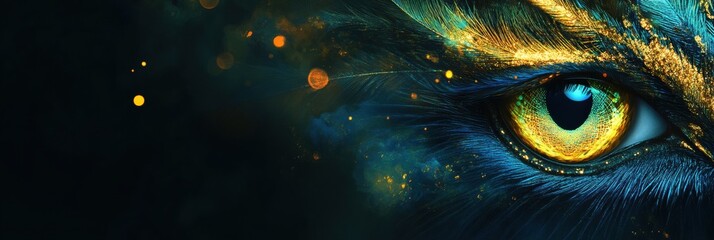 Poster - artistic close up of a mythical creatures eye featuring vibrant colors and mesmerizing details. gene