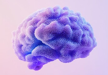 Poster - Abstract representation of a human brain showcasing vibrant colors and intricate textures, illustrating neural connections and cognitive processes in a surreal way