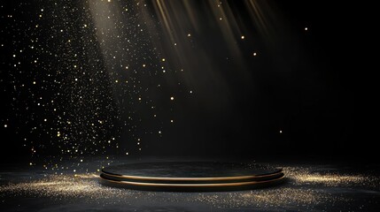 Poster - dramatic light rays and glittery particles create an enchanting stage for events, presentations, and