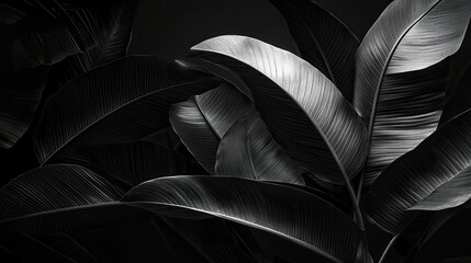Poster - Monochrome leaves showcasing intricate textures and contrasts.