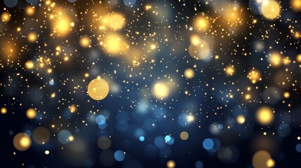 Poster - Abstract Sparkling Gold and Blue Festive Background Shimmering Elegant Design Luxury Texture Photo Festive Holiday Celebration Night Winter Magic     