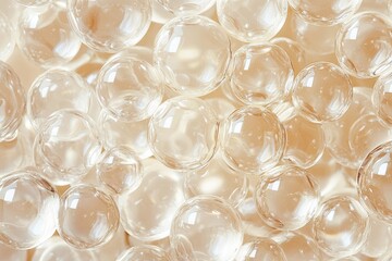 Poster - Transparent glass spheres creating an abstract beige background