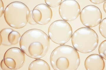 Poster - Transparent glass spheres floating on beige background creating abstract pattern