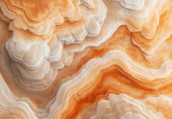 Poster - Beautiful Abstract Background with Soft Waves and Rich Orange Tones, Layered Patterns Evoking Natural Textures and Tranquil Atmospheres for Creative Use