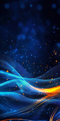 Poster - A mesmerizing blend of blue and orange waves against a starry dark background, creating an ethereal visual experience that captures the essence of cosmic beauty and tranquility.