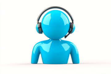Poster - A vibrant blue figure wearing headphones, symbolizing modern communication and connectivity.