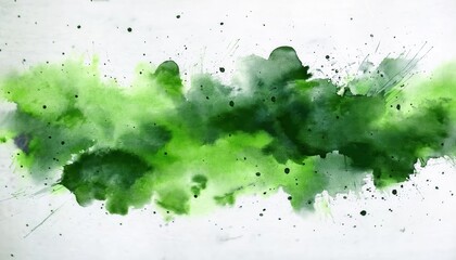 Poster - vivid green watercolor ink splash on white background, abstract artistic texture with dark gradient for nature themed designs and eco branding

