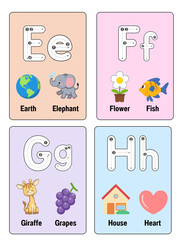 Wall Mural - alphabet colorful flash card with illustration