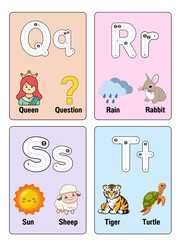 Wall Mural - alphabet colorful flash card with illustration