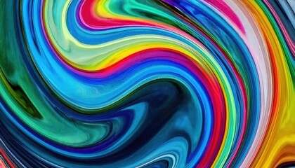 Poster - vibrant abstract swirl with fluid rainbow colors and bold dynamic curves for background, print, and digital art

