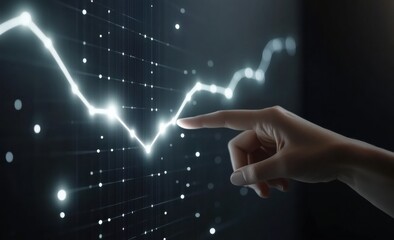 Poster - Businesswoman analyzing glowing financial charts on digital screen