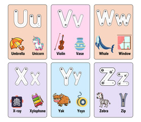 Wall Mural - alphabet colorful flash card with illustration
