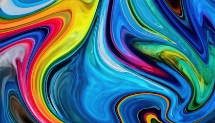 Poster - vibrant abstract swirl with fluid rainbow colors and bold dynamic curves for background, print, and digital art

