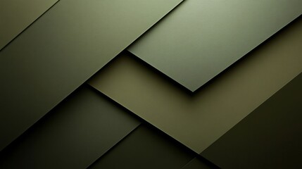 Poster - Elegant Abstract Design with Vibrant Dark Green Colors Blending with Contrasting Elemental Black Polygon Shadows