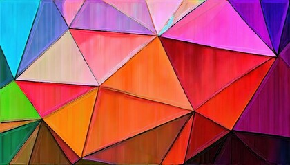 Poster - colorful geometric abstract background with stitched polygonal textile texture, vibrant multicolor fabric pattern for design

