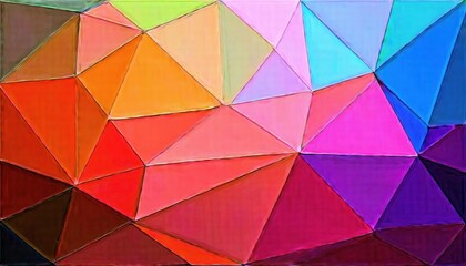 Poster - colorful geometric abstract background with stitched polygonal textile texture, vibrant multicolor fabric pattern for design

