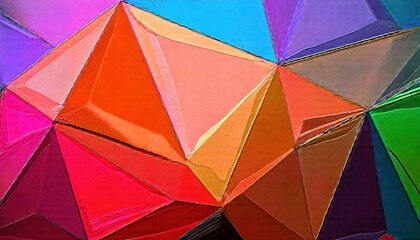 Poster - colorful geometric abstract background with stitched polygonal textile texture, vibrant multicolor fabric pattern for design

