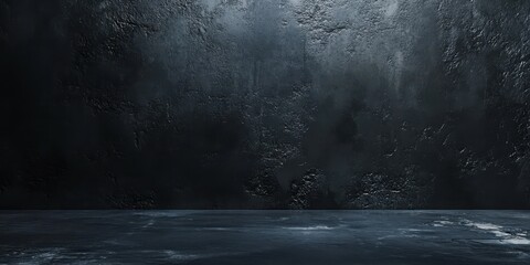 Poster - Dark Grunge Wall with Textured Surface and Smooth Reflection for Photography and Design Projects