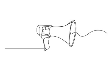 Leinwandbilder - Continuous line drawing Holding by hand megaphone Speaker Single Line Icon vector illustration, Megaphone icon continuous one line drawing.