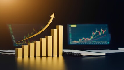 Poster - Business growth metrics office setting infographic visualization modern environment close-up view financial analysis