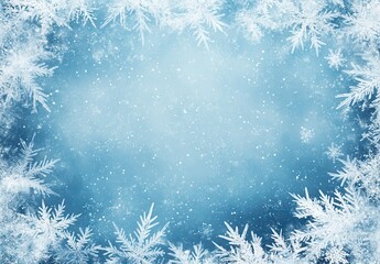 Poster - Frosted Background with Delicate Ice Crystals and Soft Blue Glistening Light Suitable for Winter Themes and Seasonal Designs