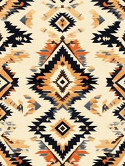 Poster - Vibrant geometric pattern in earthy tones on a soft fabric background perfect for home decor. Generative AI