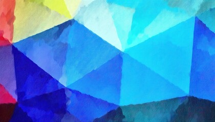 Poster - vibrant geometric polygonal abstract background with blue, red, and yellow hues, perfect for modern design and digital art