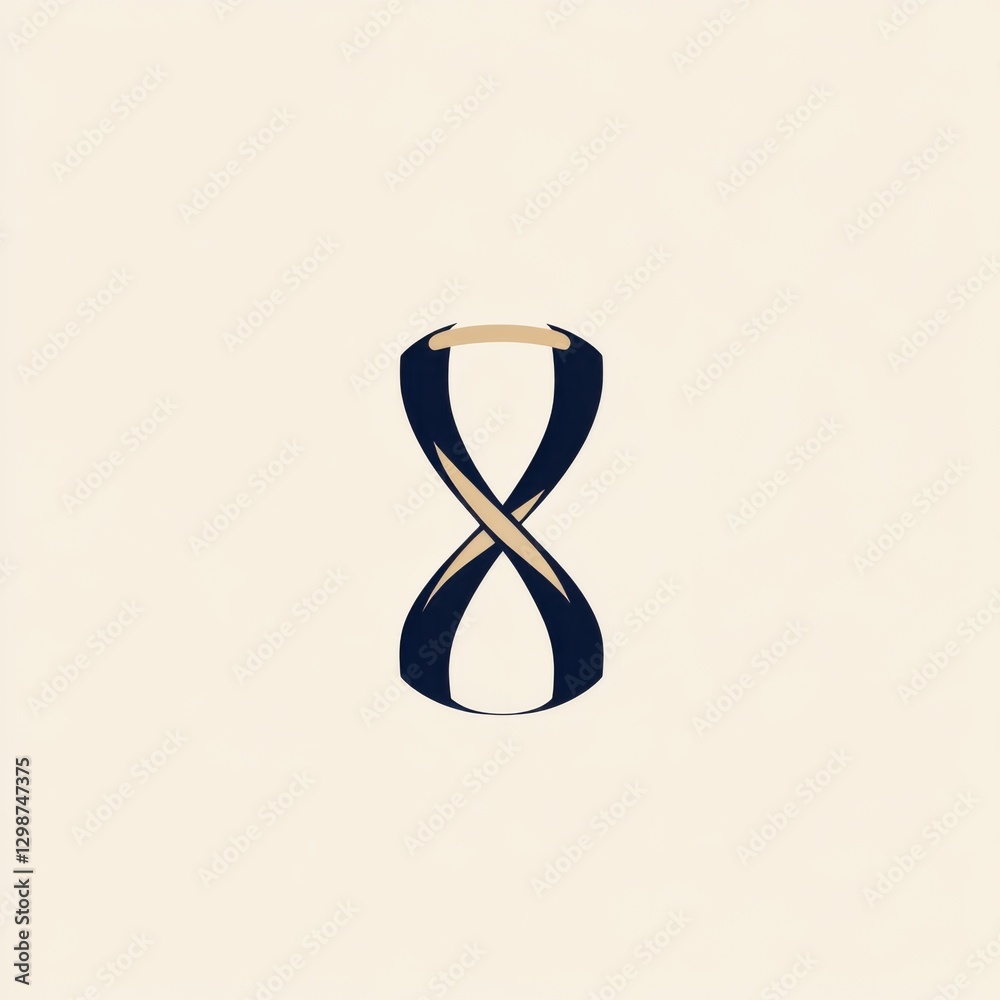 Timeless hourglass logo, vector-style, sand beige and navy blue ...