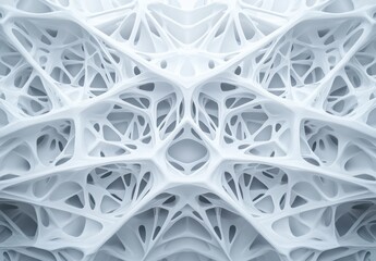 Poster - Intricate White Abstract Structure Featuring Complex Organic Patterns and Delicate Interwoven Elements in a Futuristic Design Style