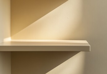 Poster - Minimalist shelf design showcasing soft light and shadow play on a smooth wall surface, ideal for modern interior decor and photography inspiration.