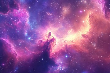 Wall Mural - a luminous celestial dreamscape with swirling nebulae in soft pinks and purples, stars glistening like diamonds against the cosmic backdrop, perfect for fantasy themes