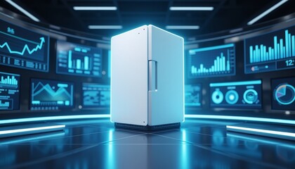 Poster - Futuristic white cloud server in data center, digital innovation
