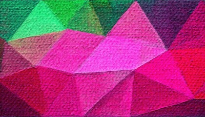 Poster - abstract geometric polygonal pattern with vivid pink, magenta, and green hues, textured digital artwork for background and design

