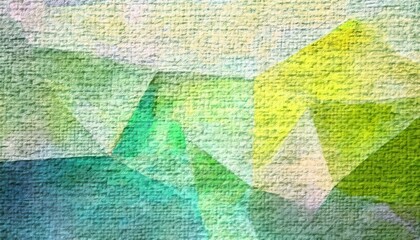 Poster - textured polygonal abstract background with watercolor effect in green, yellow, and blue tones for graphic design and digital art projects

