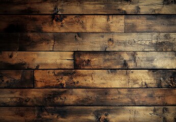 Poster - Rustic wooden wall with rich textures and patterns showcasing the natural beauty of aged wood in warm tones suitable for interior design projects