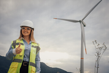 Poster - Empowered Woman in Renewable Energy A showcase of a wind turbine project highlighting the impactful role of women in engineering and sustainability in the renewable energy sector