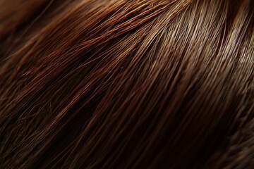Poster - Intricate details captured in a close-up of healthy brown human hair, showcasing vibrant tones, soft texture, and natural highlights with seamless cascading beauty.