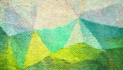 Poster - textured polygonal abstract background with watercolor effect in green, yellow, and blue tones for graphic design and digital art projects


