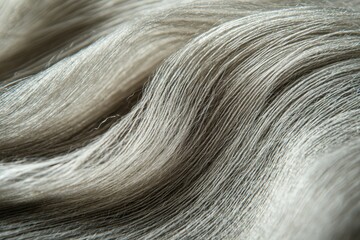 Poster - Macro shot of soft, flowing gray hair, highlighting the intricate texture and subtle variations in tone, ideal for beauty and fashion concepts.