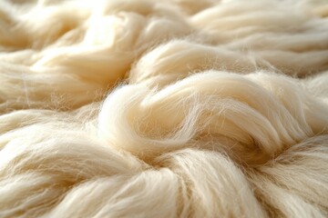Poster - Close-up texture of soft, natural wool fibers, showing their delicate and fluffy structure, ideal for backgrounds related to textiles, warmth, and comfort, creating a cozy atmosphere.