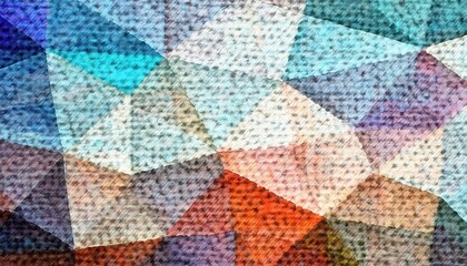 Poster - textured polygonal abstract background with soft pastel and vibrant hues, resembling a painted fabric canvas with geometric depth

